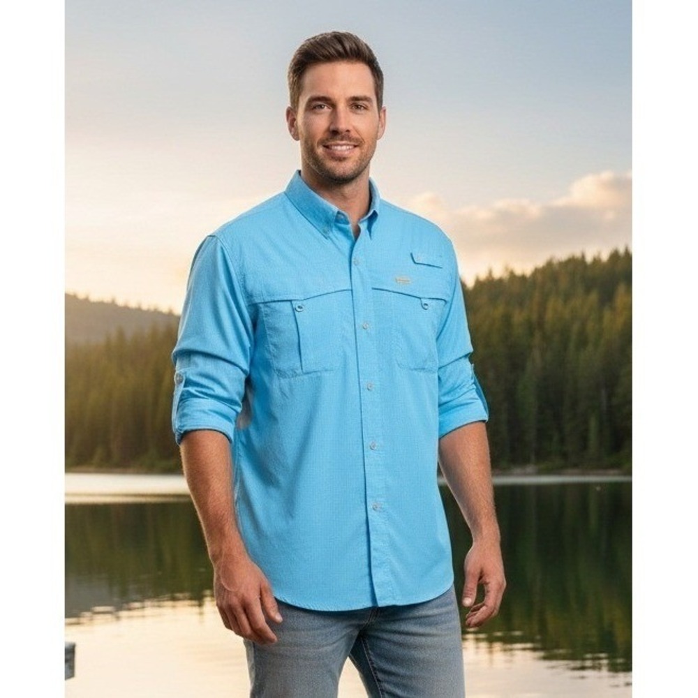 Reel Legends Mariner Button Up Long Sleeve Men's M Vented Fishing Hiking Ripstop